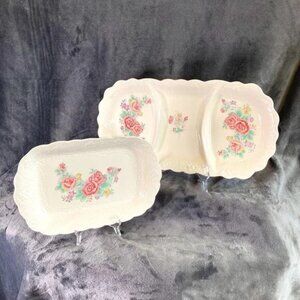 Vintage Hanagen Japan Rose Design Serving Dish Set of 2